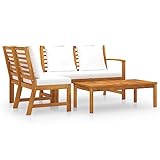 vidaXL Akazienholz Massiv Gartenmöbel 4-TLG. mit Auflagen Sitzgruppe Lounge...