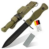KOSxBO® BW Messer 26,5 cm - Multipurpose Militär Kampfmesser mit Schleifstein -...
