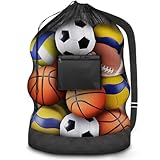 Extra Große Fußball Ballnetz für 8-15 Bälle Ballsack mit Kordelzug und Schultergurt...