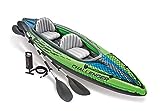 Intex K2 Challenger Kayak 2 Person Inflatable Canoe with Aluminum Oars and Hand Pump