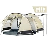CampFeuer Zelt Super+ für 4 Personen | Sand/Schwarz | Großes Tunnelzelt mit 2...