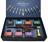 IDEAPOOL Kalligraphie-Set, 22-teilig – Enthält 7 Flaschen Inks, 12 Federn, schreibfeder...