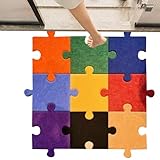 Bavokon Puzzle-Bodenmatte,12-teiliger 3D Regenbogen Spielteppich aus Filz für Babys |...
