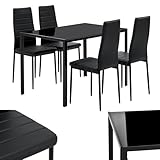Juskys Essgruppe Dalya - Set mit Esstisch & Stühlen für 4 Personen - Esszimmer 4 Stühle...