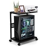 Whchiy PC Ständer Eisen Computer Ständer 2 Schicht CPU Ständer mit Rollen für...