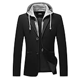KUDORO Herren Sakko Anzugjacke Slim Fit Freizeit Baumwolle Sportlich Kapuzen Blazer Herren...