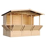TIMBELA M150B Holz Gartenhaus, Marktbude Holz, Qualitäts Schiffslatten Kiefern Fichte...