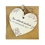 Gutschein Karte Holz, Herzförmige Geschenkkarte mit Umschlag - Das schönste Geschenk ist...