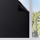 Funfox Fensterfolie Schwarz Verdunkelungsfolie Blickdicht Fenster Sonnenschutz...