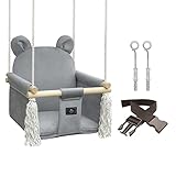 NATILU® Babyschaukel Set Indoor Outdoor | Bär Grey Velvet | Schaukel |...