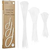 Kabelbinder Set Weiß: 250 Kabelbinder klein in 3 Größen – Cable Management, Kabel...