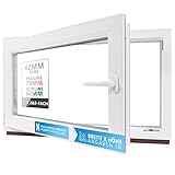 Kellerfenster Kunststofffenster weiß, BxH: 50 x 40 cm / 500 x 400 mm 2-fach Verglasung...