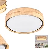 HOFSTEIN LED Deckenleuchte Melstad, Deckenlampe aus Metall/Holz/Kunststoff in Natur/Weiß,...