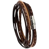 Simaru Armband echtes Leder mit Edelstahl Magnetverschluss, Unisex Lederarmband Made in...