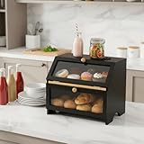 buybyroom Bambus Brotkasten Holz Brotbox, Brotaufbewahrung Mit Magnetisch Acryltür,...