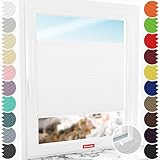 Schuette® Plissee mit Bohren zum Anschrauben ● Premium Kollektion: White Day (Weiß)...