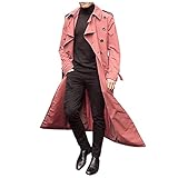 Neue 2023 Herren Casual Zweireihiges Revers Langarm Solid Gürtel Lange Jacke Winter Slim...