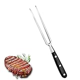 Fleischgabel,Fleischgabel Edelstahl Grillgabel mit Holzgriff 30cm Tranchiergabel Gerade...