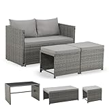 Juskys 2in1 Polyrattan Relax Gartenmöbel Set Jamaika - Tisch, Gartenlounge Sofa...