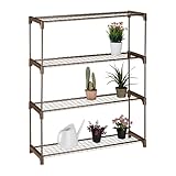 Relaxdays Blumenregal, 4 Ablagen, Blumen- & Pflanzentöpfe, Metall & Kunststoff, HxBxT:...