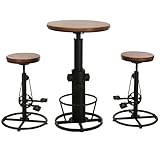 Mendler Set Bartisch + 2X Barhocker HWC-N20, Barstuhl Stehtisch höhenverstellbar drehbar...
