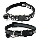 Hepplly 2-Pack Katzenhalsbänder Quick Release Reflective Kitten Halsband mit Glocke...