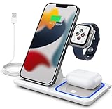 Kabelloses Ladegerät, faltbarer 3-in-1-Ladeständer für Apple Watch 9/8/7/6/SE/5/4/3/2,...