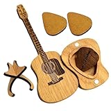 Gitarrenpickelhalter - Holzhülle Graviert, Plectrum Organizer Box | Compact Storage...
