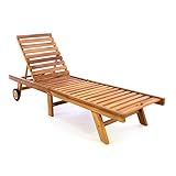 Divero Sonnenliege Gartenliege Relaxliege Liege aus Teak Holz behandelt unbehandelt...