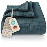 LAYNENBURG Premium Musselin Tagesdecke 150x200 cm - 100% Baumwolle -...