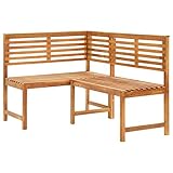 Camerina Garten-Eckbank 140 cm Massivholz Akazie Balkonbank Kleiner Balkon Garten Sitzbank...