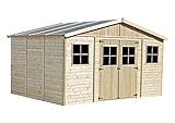 TIMBELA Holz Gartenschuppen - Abstellkammer mit Fenstern - H246 x 418 x 320 cm/...
