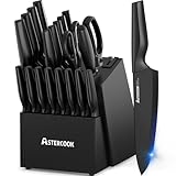 Knife Set, Astercook 21 Pieces Knife Sets for Kitchen with Block, Dishwasher Safe Kitchen...