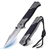 Rolgno Taschenmesser Klappmesser, Edelstahl Tragbares Outdoor Messer, rutschfeste EDC...