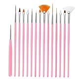 Alipis 20 Stück Teiliges Nagelkunst Pinsel Rosa Stift Pinsel und Schwarze Silikon Stift...