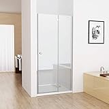 MIQU Nischentür 90 x 195 cm Duschabtrennung Duschwand Pendeltür Duschtür NANO ESG Glas...