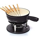 Bonvivre Gusseisen Fondue Set für 6 Personen - 2 Liter - Fondueset 9-teilig mit...