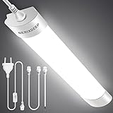 Feuchtraumleuchte LED 40cm, 18W 1800lm 4000K Wasserdichte Feuchtraumleuchte mit Kabel und...