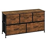 WOLTU Kommode mit 5 Schubladen aus Stoff, Kommodenschrank Sideboard TV-Schrank, für...