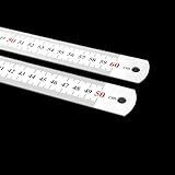 Stahllineal 60 cm 24 Zoll + Stahllineal 50 cm 20 Zoll, Stahlmaßstab mit Messskalen in...