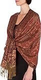 Sakkas Zweischichtiger Jacquard Paisley Viskose Pashmina Schal/Stola - - Tangerine