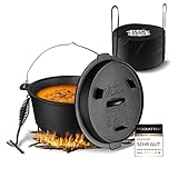 JAXX | 9 Liter Dutch Oven Set | Eingebrannter Feuertopf aus Gusseisen | Dutch...