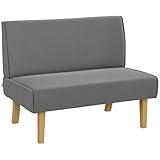 HOMCOM 2 Sitzer Sofa, Couch mit Cord-Optik, Holzbeine, Gepolsterter Polstersofa,...