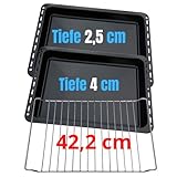 UNIQDEALZ 3er Sparset 422 x 370 x 20 und 40 mm mit 2 Backbleche und 1 Backrost...