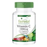 Vitamin C 1000mg - hochdosiert und mit Hagebutten - 500 Tabletten - VEGAN -...