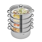 SZPLLZY Dampfgarer aus Edelstahl mit 5 Ebenen, Ø 28 cm, Dampfgarer-Set, Edelstahlkocher...
