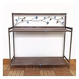 Pflanzbank für den Außenbereich, Metalltisch mit 2-stöckigem offenem Regal –...