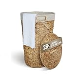 Casa Mina® Wäschekorb mit Deckel | Atmungsaktiver Wäschekorb geflochten aus...