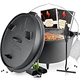 Eingebranntes Dutch Oven [ca. 9 Liter] - für gesellige Grill Abenteuer - BBQ Feuertopf...