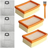 GIONAR 7 Pack Flachfaltenfilter und Staubsaugerbeutel für Kärcher Staubsauger WD4, WD5,...